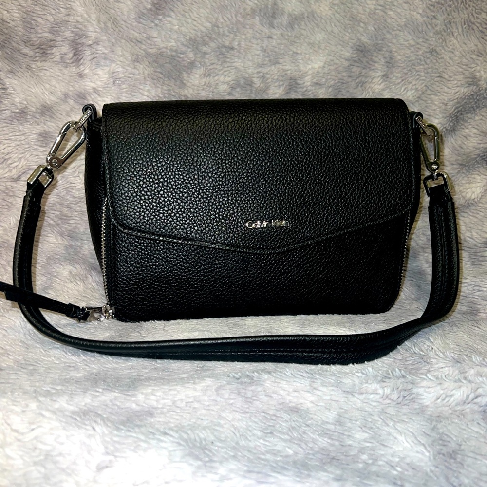 Black Leather Calvin Klein Shoulder Bag